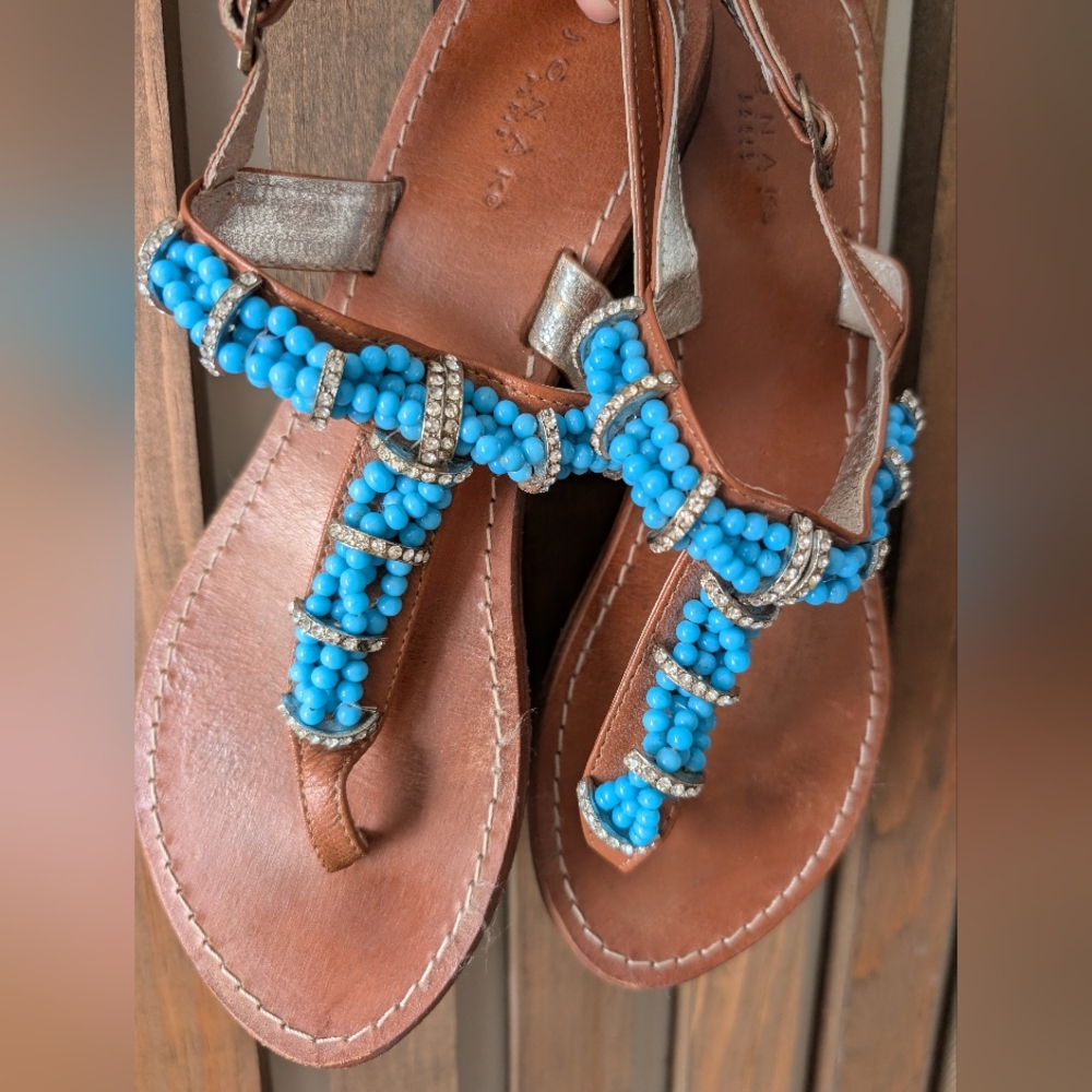 🇫🇷Jonak Paris Beaded Leather Sandals - US7